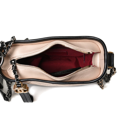 Chanel Aged Calfskin Quilted Small Gabrielle Hobo Beige Black 5 of 14