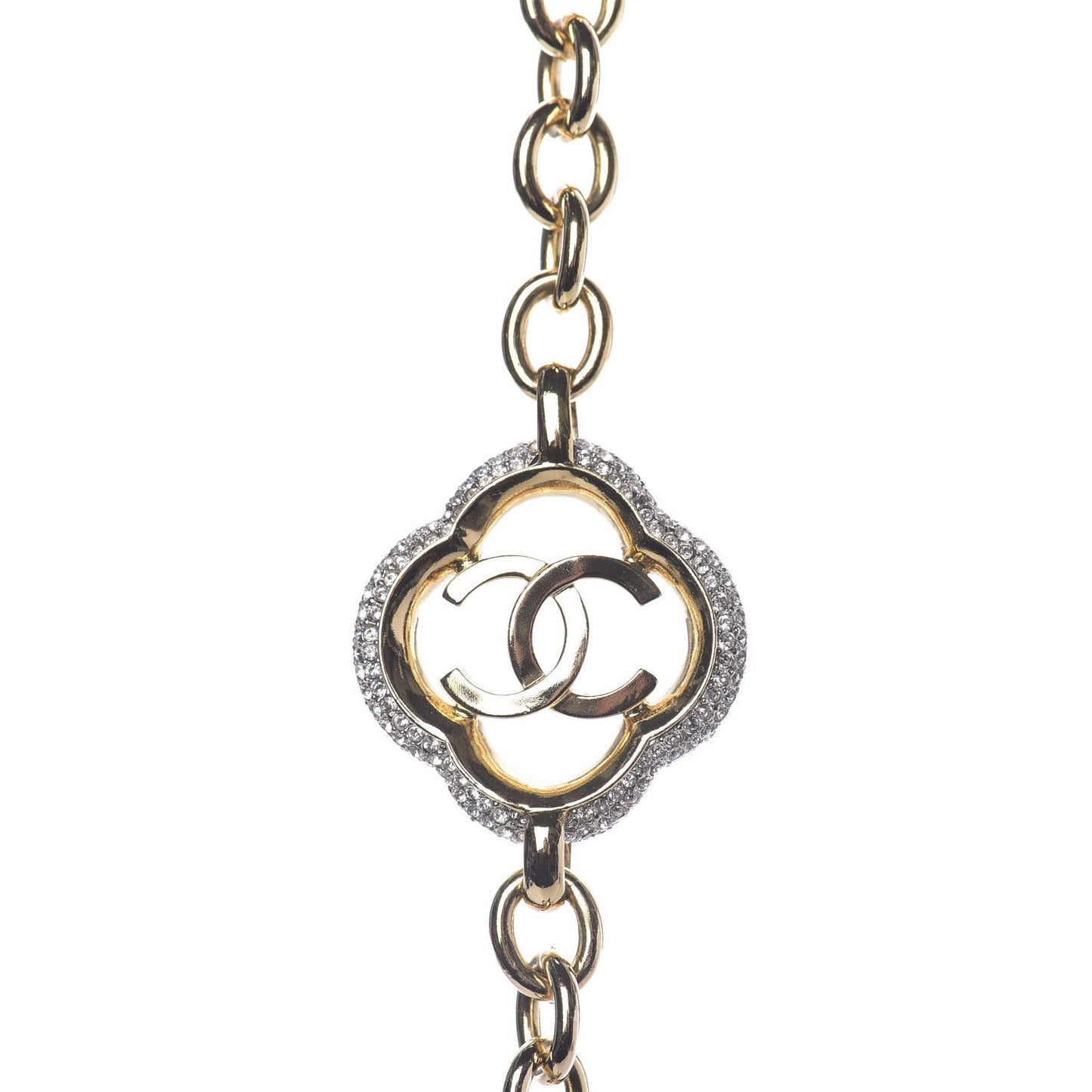 Crystal CC Chain Heart Necklace Gold