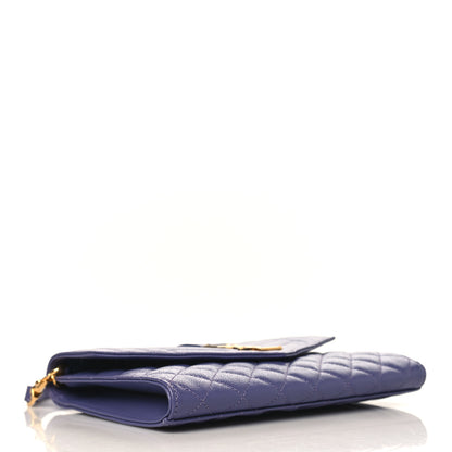 Saint Laurent Grain De Poudre Textured Mixed Matelasse Triquilt Monogram Clutch Dark Wisteria 4 of 10