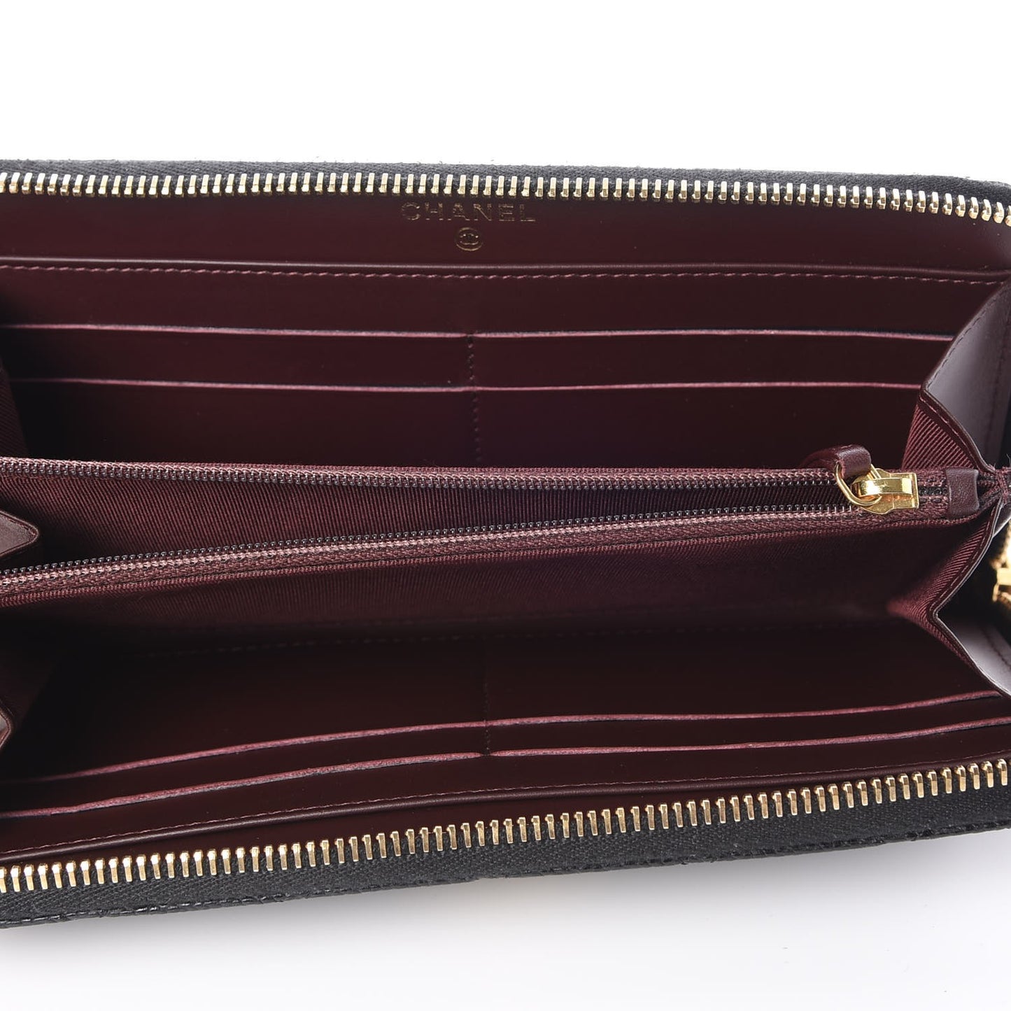 Caviar Quilted Large Gusset Zip Around Wallet Black