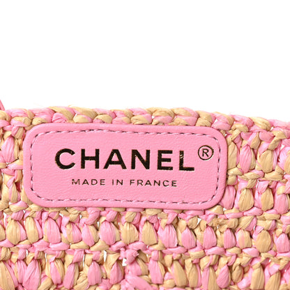 Chanel Raffia Effect Braided Large Shopping Bag Beige Pink 7 of 11