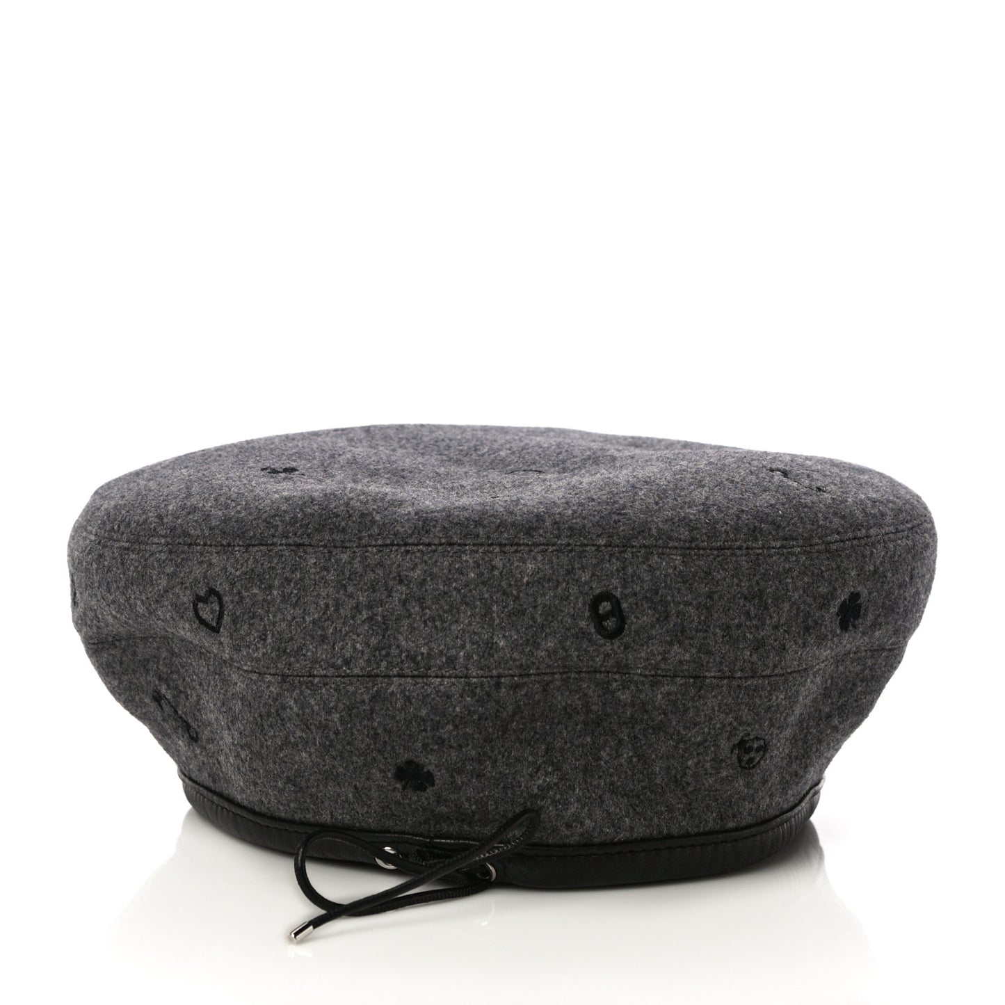 Cashmere Lambskin Saint-Honore Charms Beret 58 Charbon