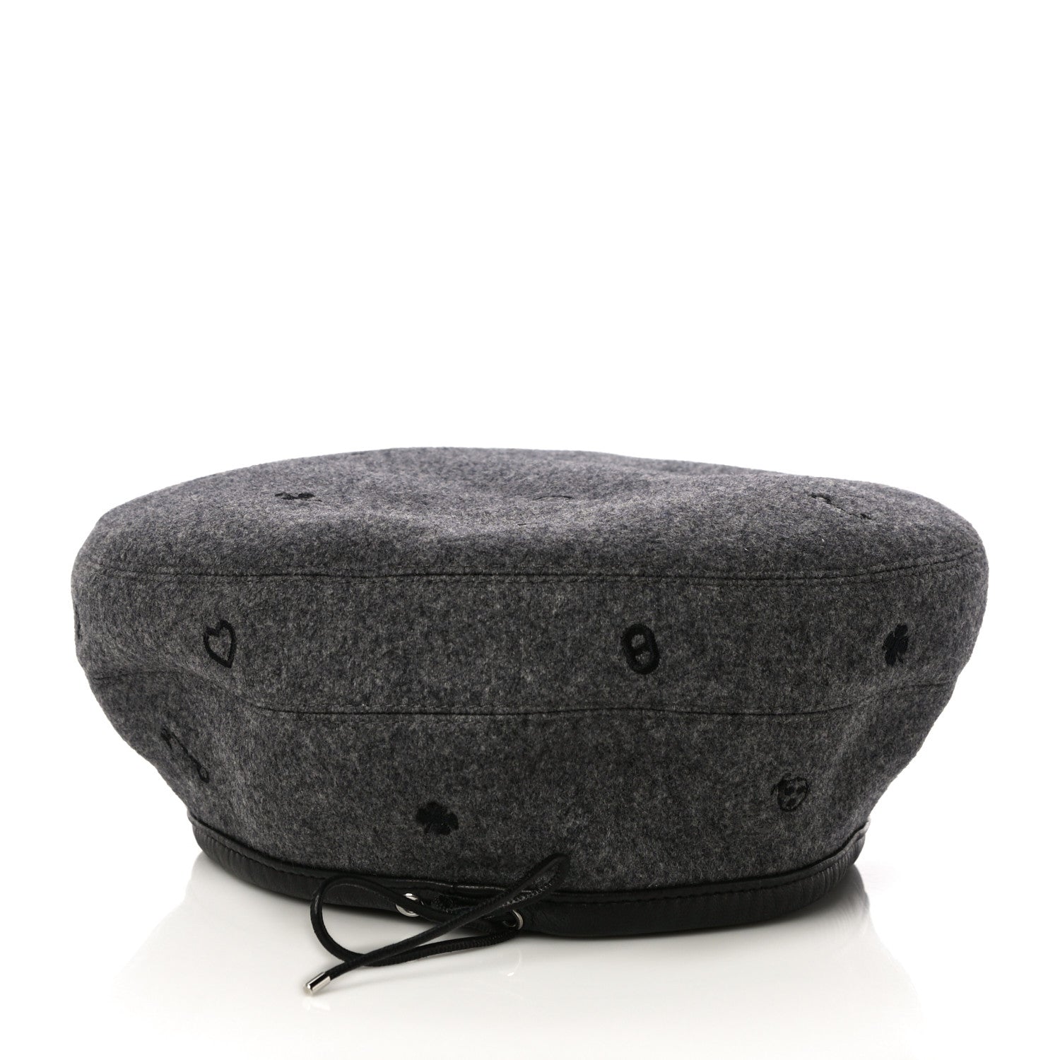 Hermes Cashmere Lambskin Saint-Honore Charms Beret 58 Charbon 3 of 6