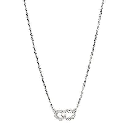 David Yurman Sterling Silver Diamond Belmont Curb Link Pendant Necklace 1 of 4