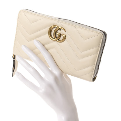 Gucci Calfskin Matelasse GG Marmont Zip Around Wallet White 2 of 8