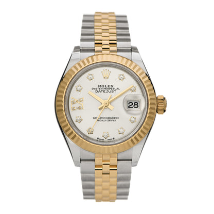 Rolex Stainless Steel 18K Yellow Gold Diamond 28mm Oyster Perpetual Datejust Watch Silver 279173 1 of 6