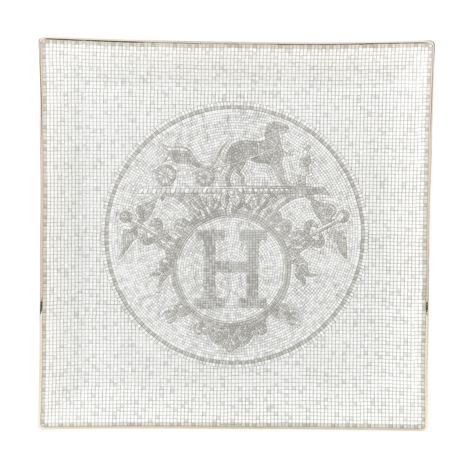 Hermes Porcelain Mosaique au 24 Platine Square Plate 1 of 7