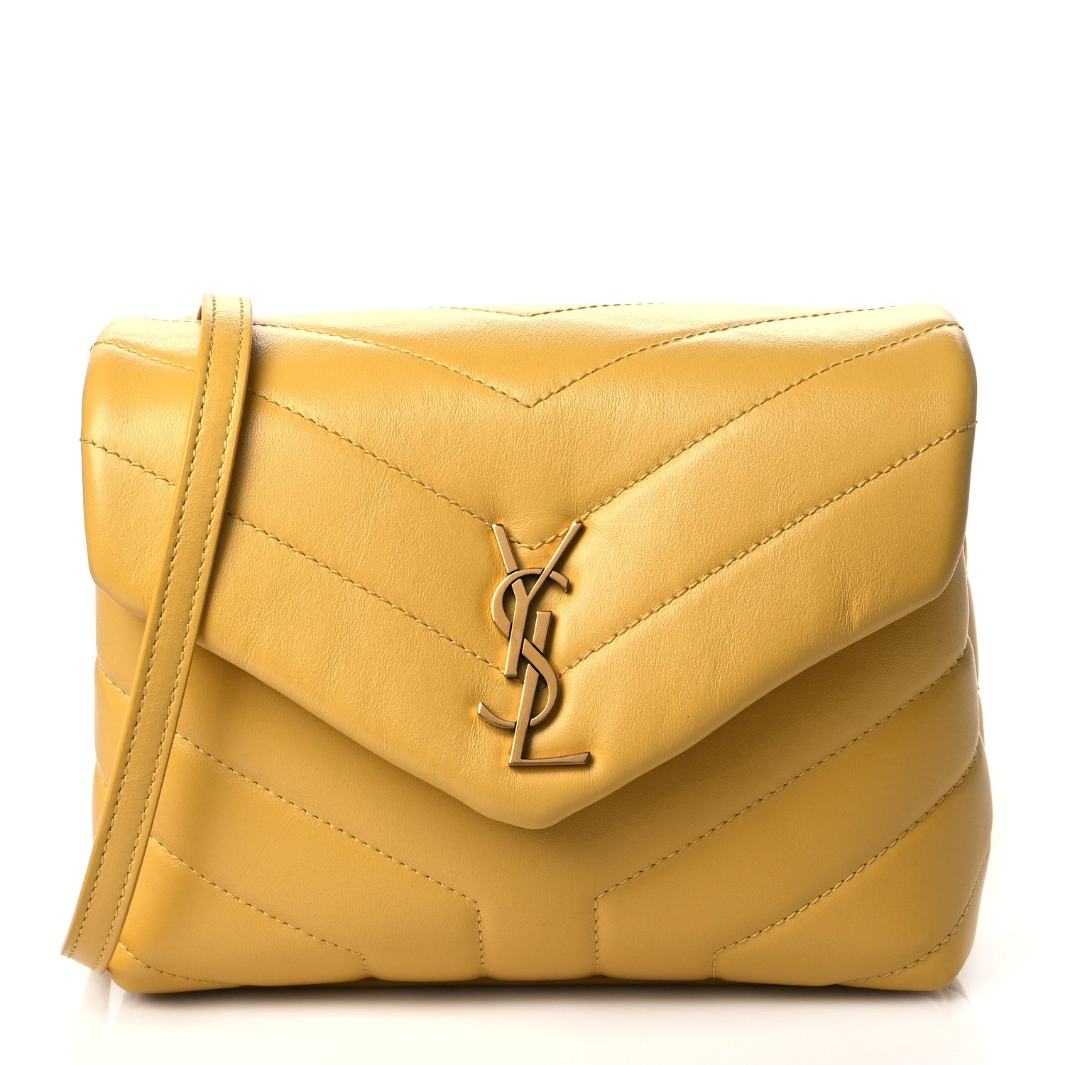 Saint Laurent Calfskin Y Quilted Monogram Toy Loulou Crossbody Bag Sunflower 1 of 10