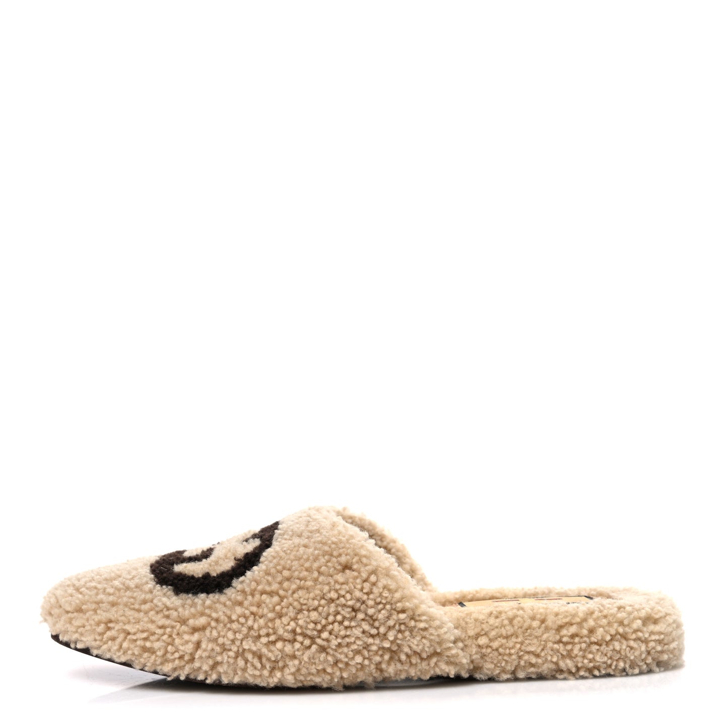 Shearling Interlocking G Womens Eileen Slippers 37.5 Butterscotch Cocoa