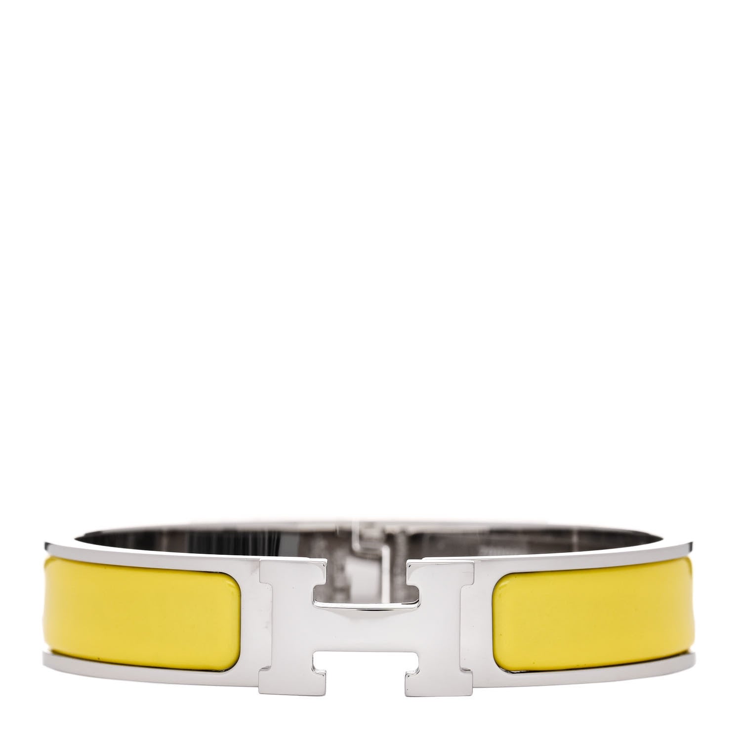 Hermes Enamel Narrow Clic Clac H Bracelet PM Jaune Tennis 1 of 5