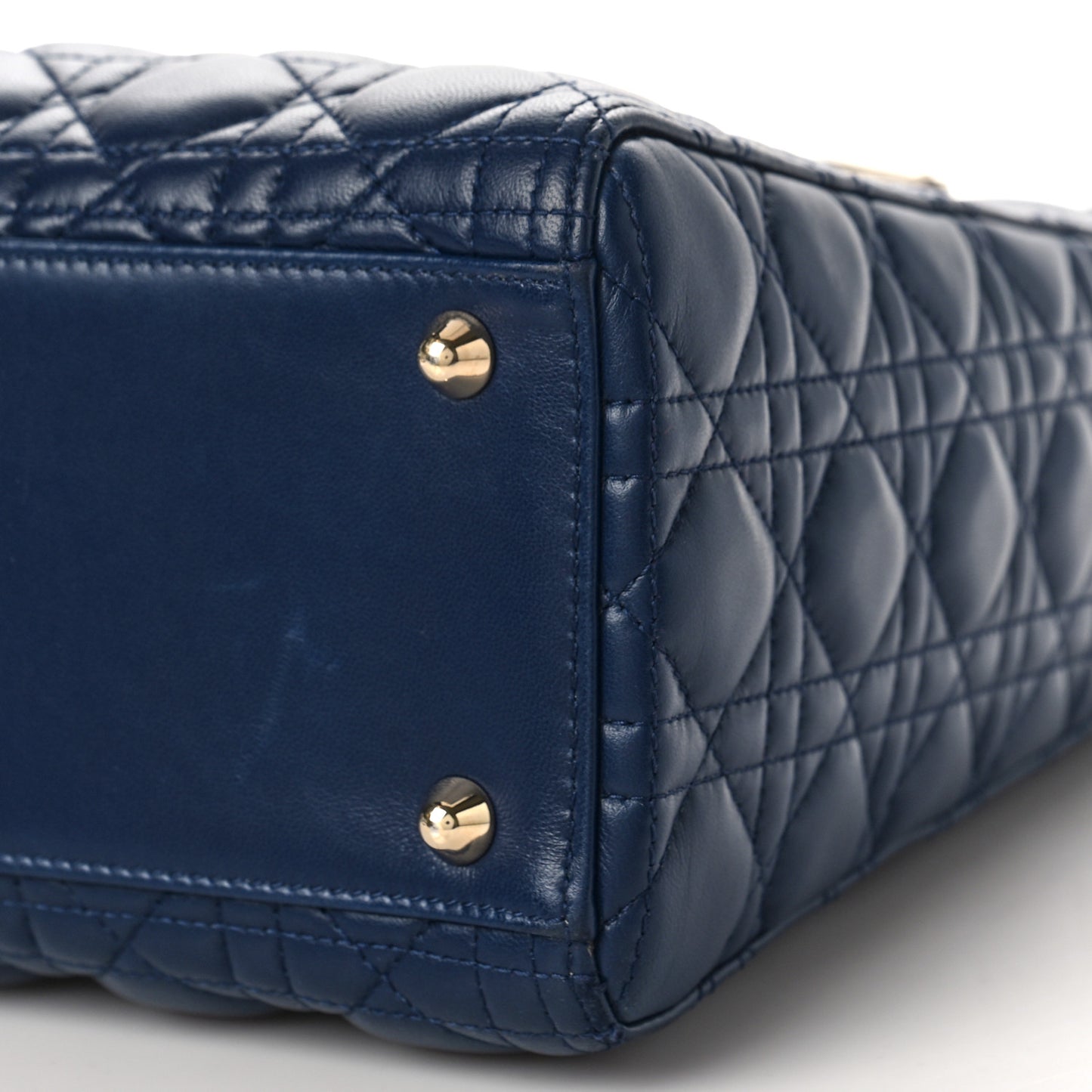 Lambskin Cannage Large Lady Dior Navy Blue