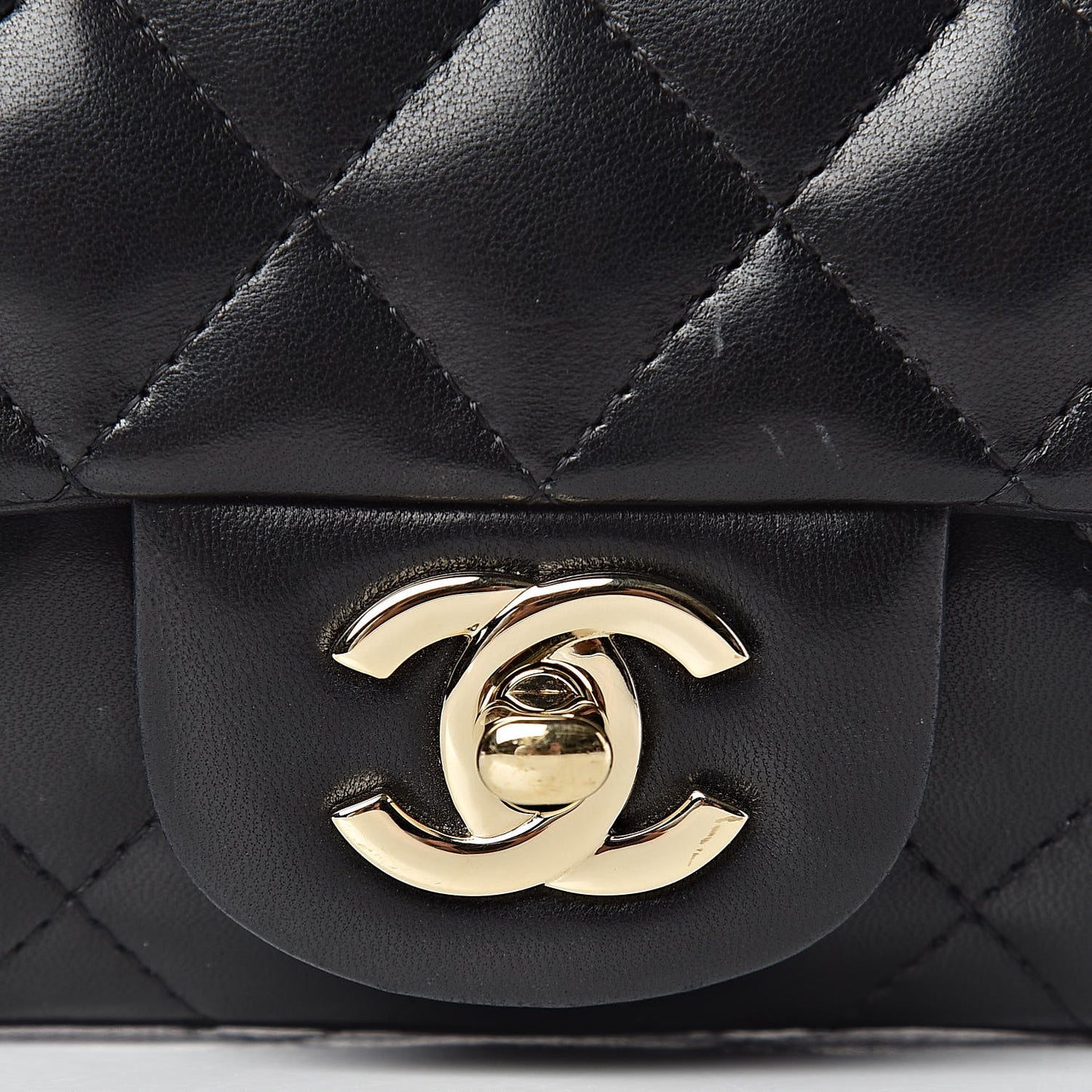Lambskin Quilted Extra Mini Rectangular Flap Black