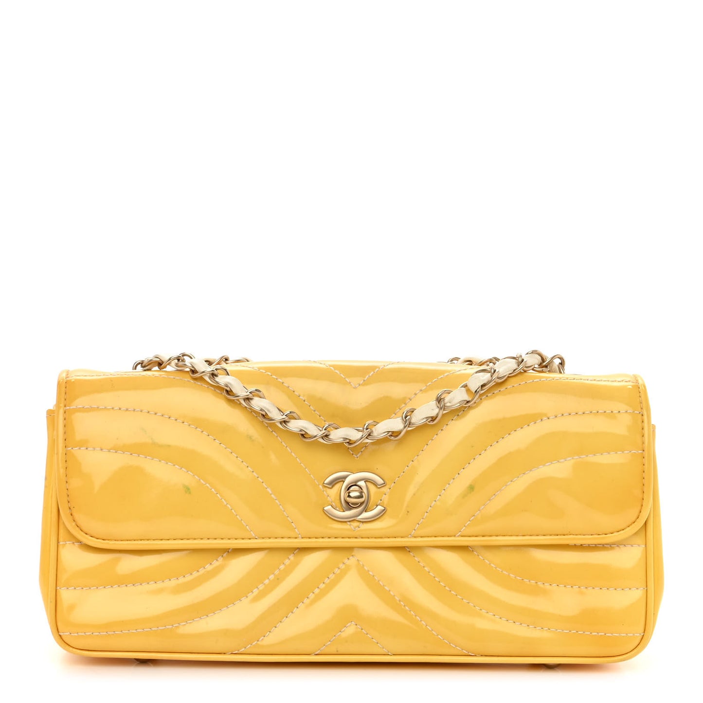 Patent Quilted East West Flap Yellow