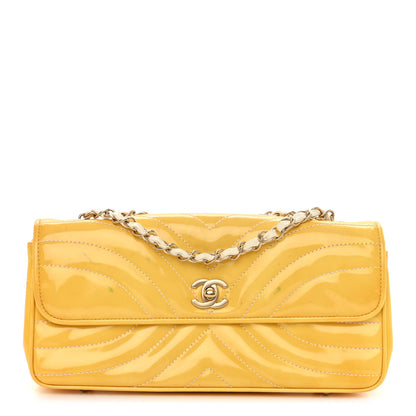 Chanel Patent Quilted East West Flap Yellow 1 of 14