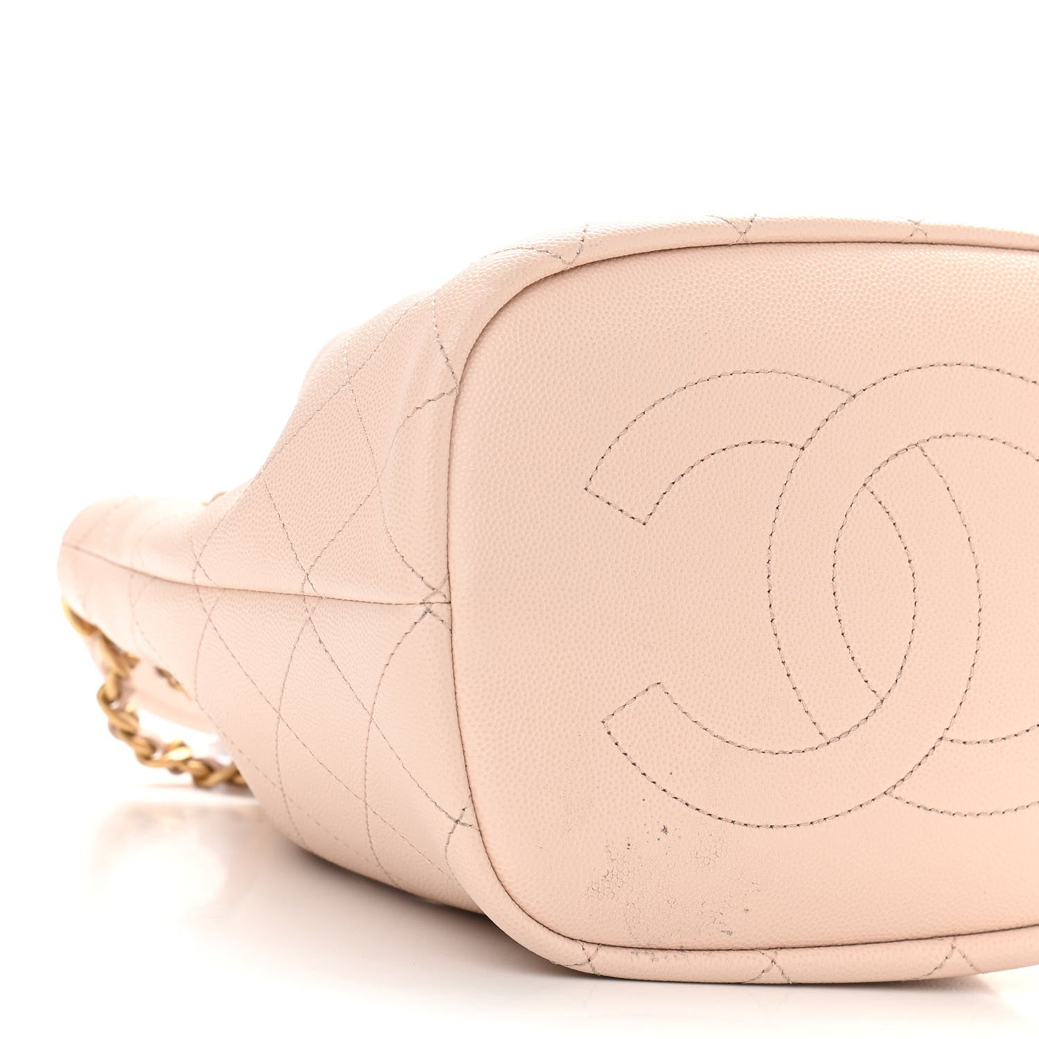 Chanel Caviar Quilted Fashion Therapy Bucket Drawstring Bag Beige 8 of 9