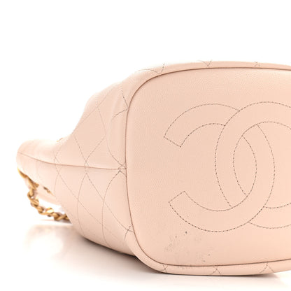 Chanel Caviar Quilted Fashion Therapy Bucket Drawstring Bag Beige 8 of 9