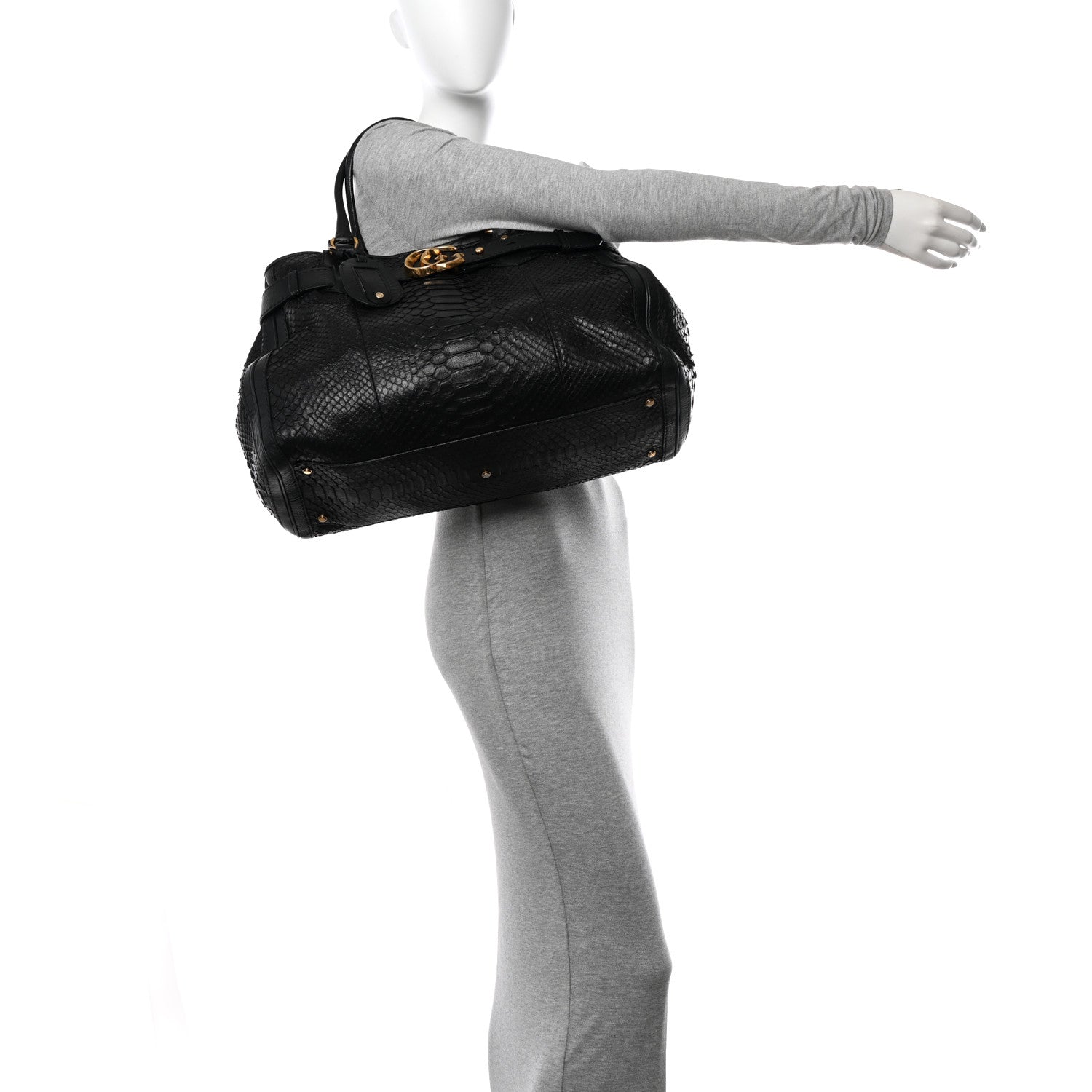 Gucci Snakeskin Large GG Running Tote Black 2 of 16
