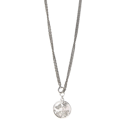 Gucci Sterling Silver Flora Round Pendant Necklace 1 of 5
