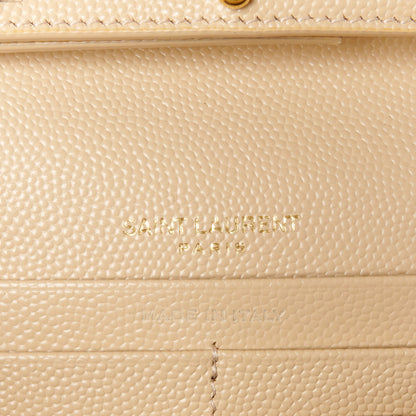 Saint Laurent Grain De Poudre Matelasse Chevron Monogram Chain Wallet Nude Powder 6 of 9
