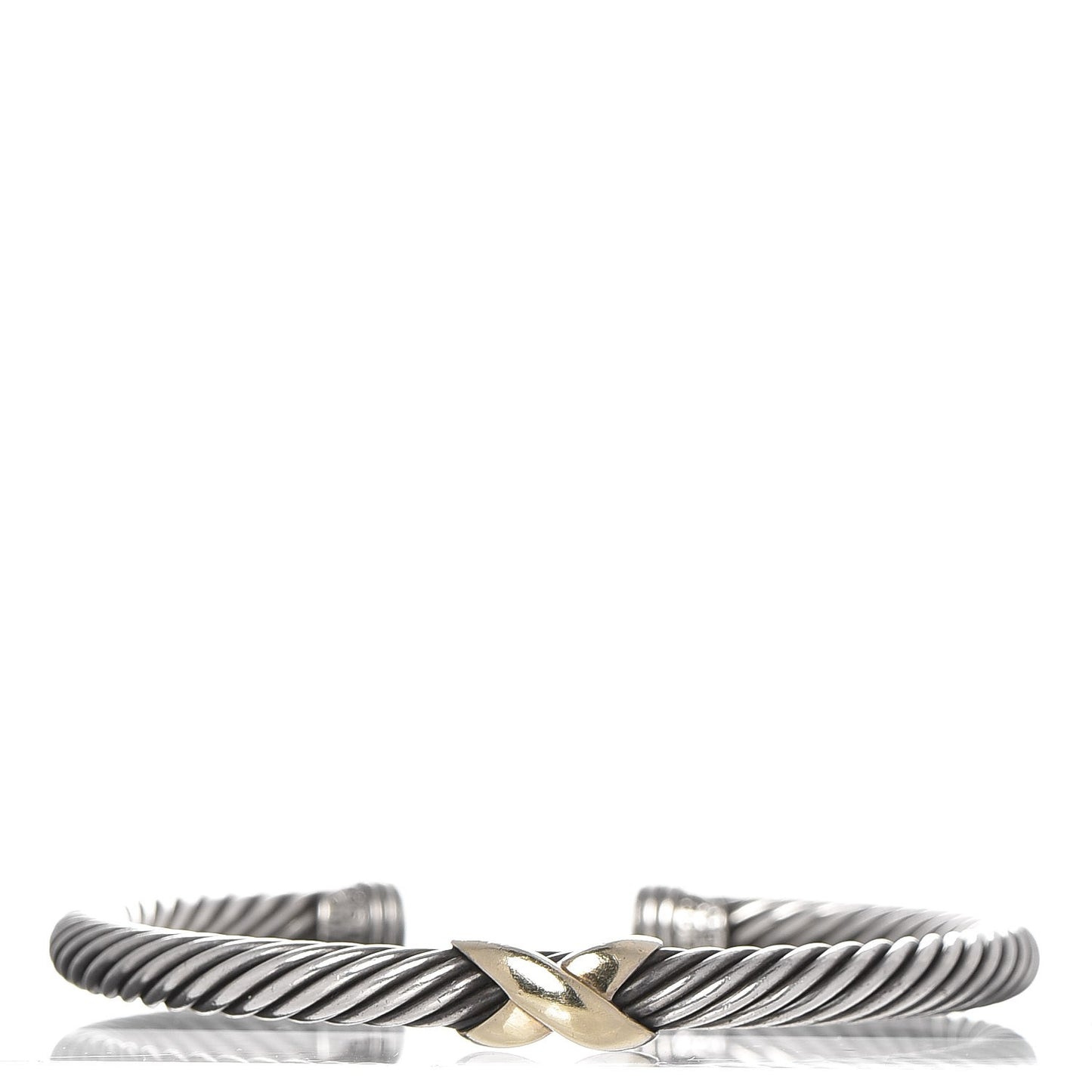 Sterling Silver 14K Yellow Gold 5mm X Station Cable Bracelet