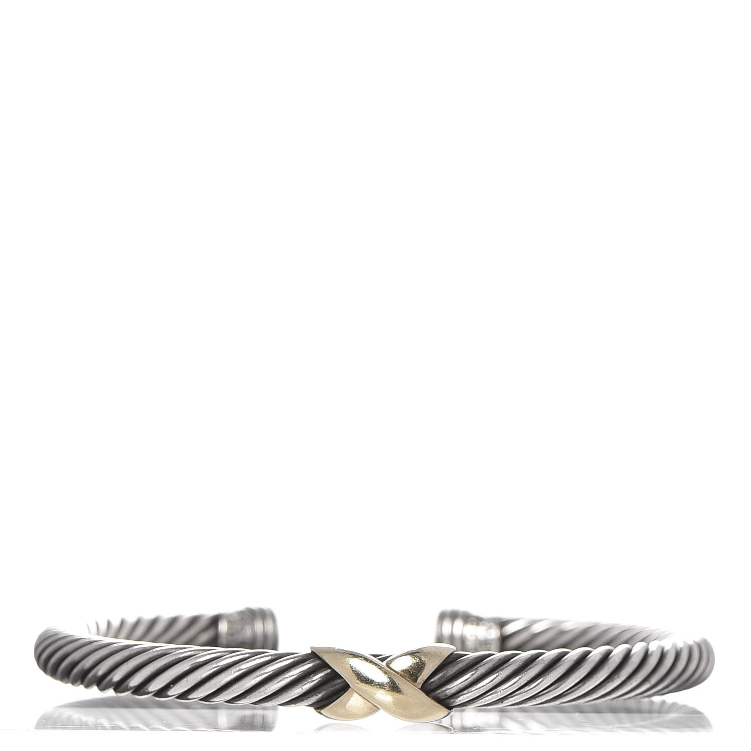 David Yurman Sterling Silver 14K Yellow Gold 5mm X Station Cable Bracelet 1 of 4