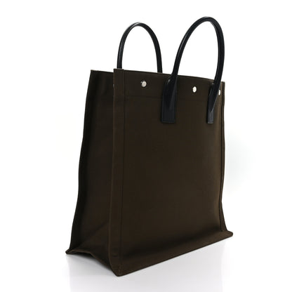 Saint Laurent Linen Calfskin Rive Gauche North South Tote Khaki 3 of 9
