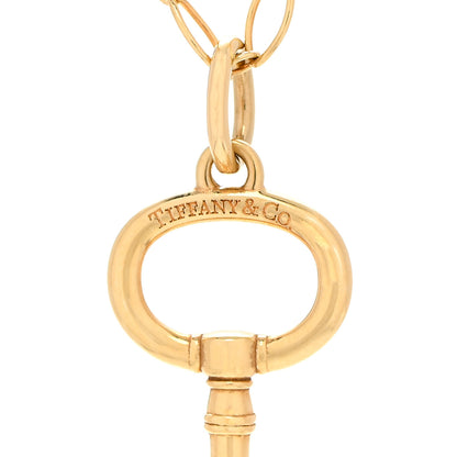 Tiffany 18K Yellow Gold Small Oval Key Pendant Link Necklace 4 of 8