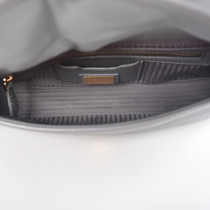 Fendi Vitello Enamel Interchangeable Strap Baguette Grigio 7 of 10