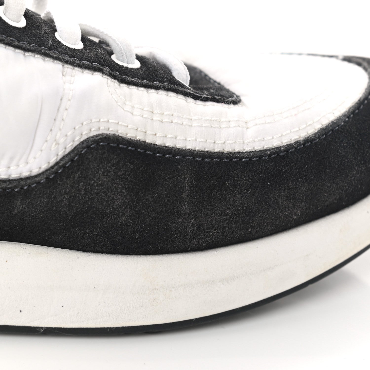 Chanel Nylon Suede Calfskin CC Sneakers 36 White Dark Grey 9 of 11