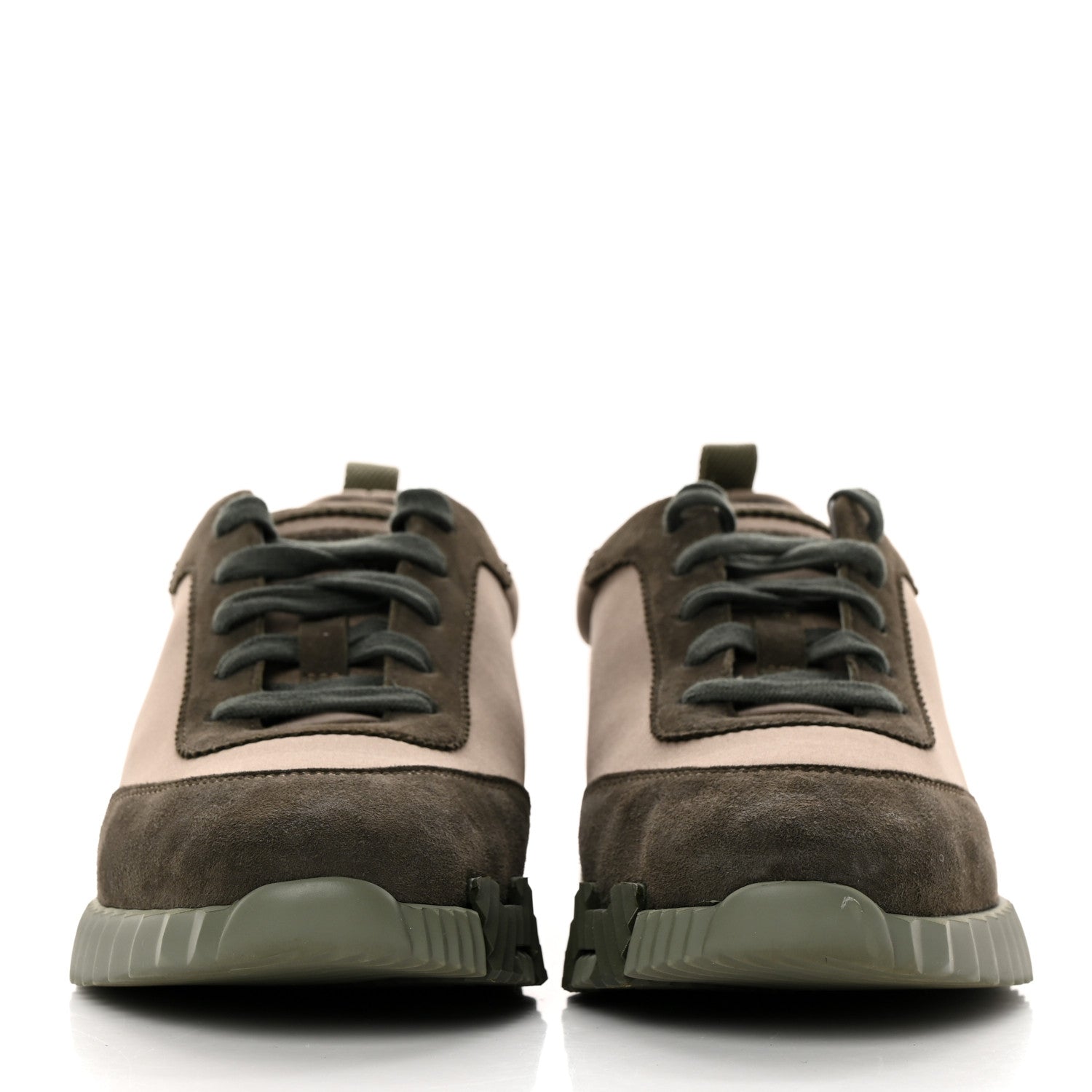 Hermes Technical Jersey Goatskin Suede Goatskin Bouncing Sneakers 39 Vert Toundra Vert Foret 2 of 10