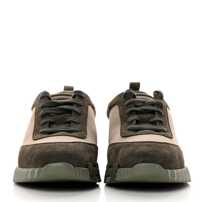 Hermes Technical Jersey Goatskin Suede Goatskin Bouncing Sneakers 39 Vert Toundra Vert Foret 2 of 10