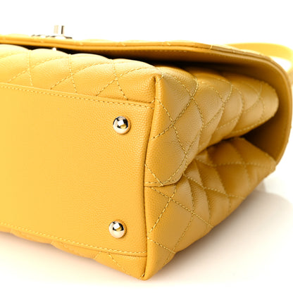 Chanel Caviar Quilted Small Coco Handle Flap Yellow 19 of 19