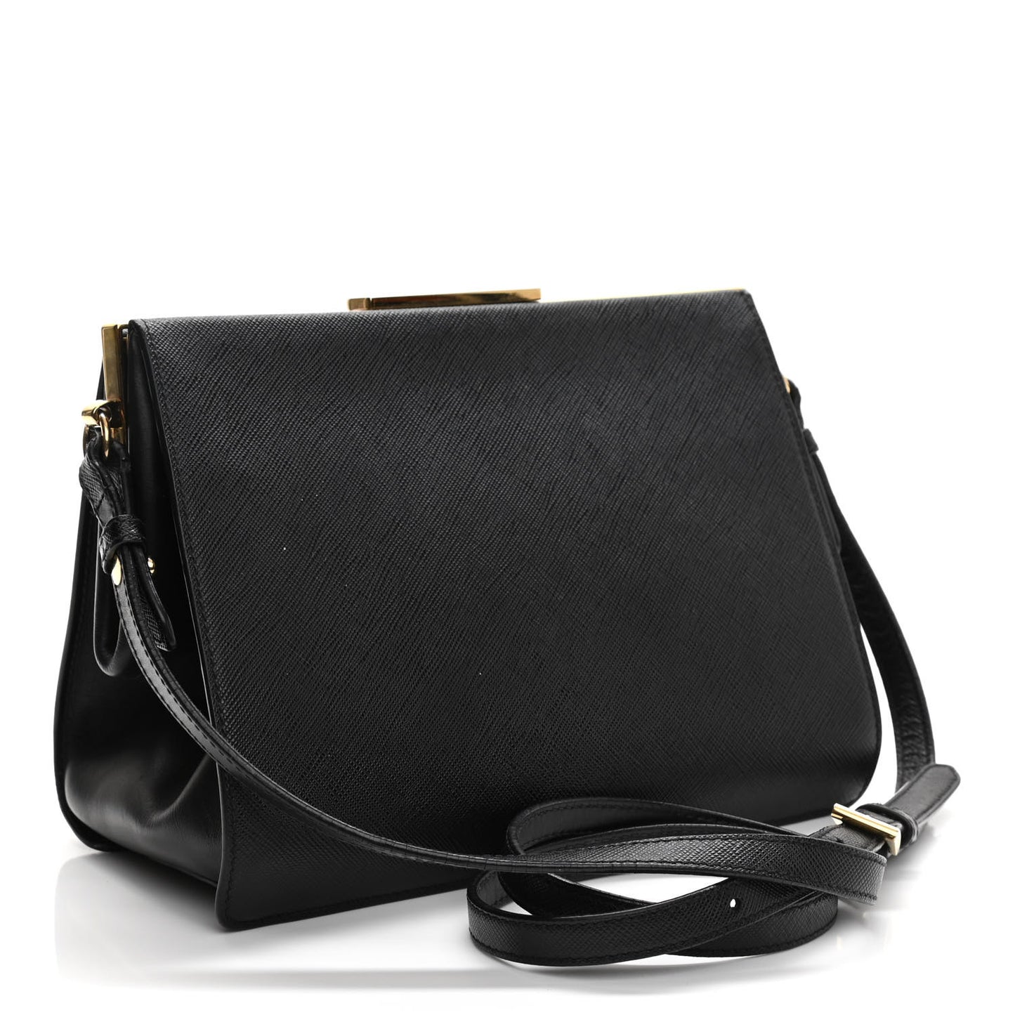 Saffiano City Calfskin Light Frame Bag Black