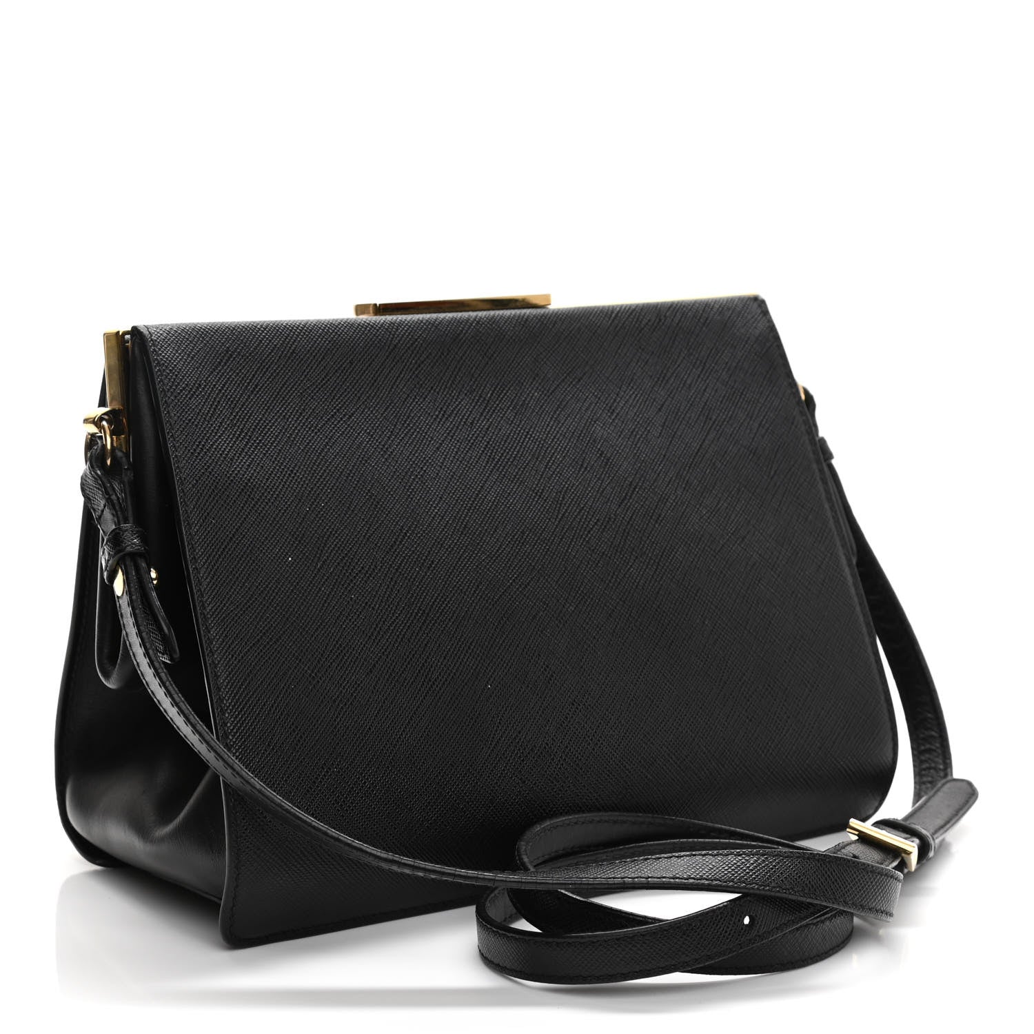Prada Saffiano City Calfskin Light Frame Bag Black 3 of 14