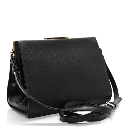 Prada Saffiano City Calfskin Light Frame Bag Black 3 of 14