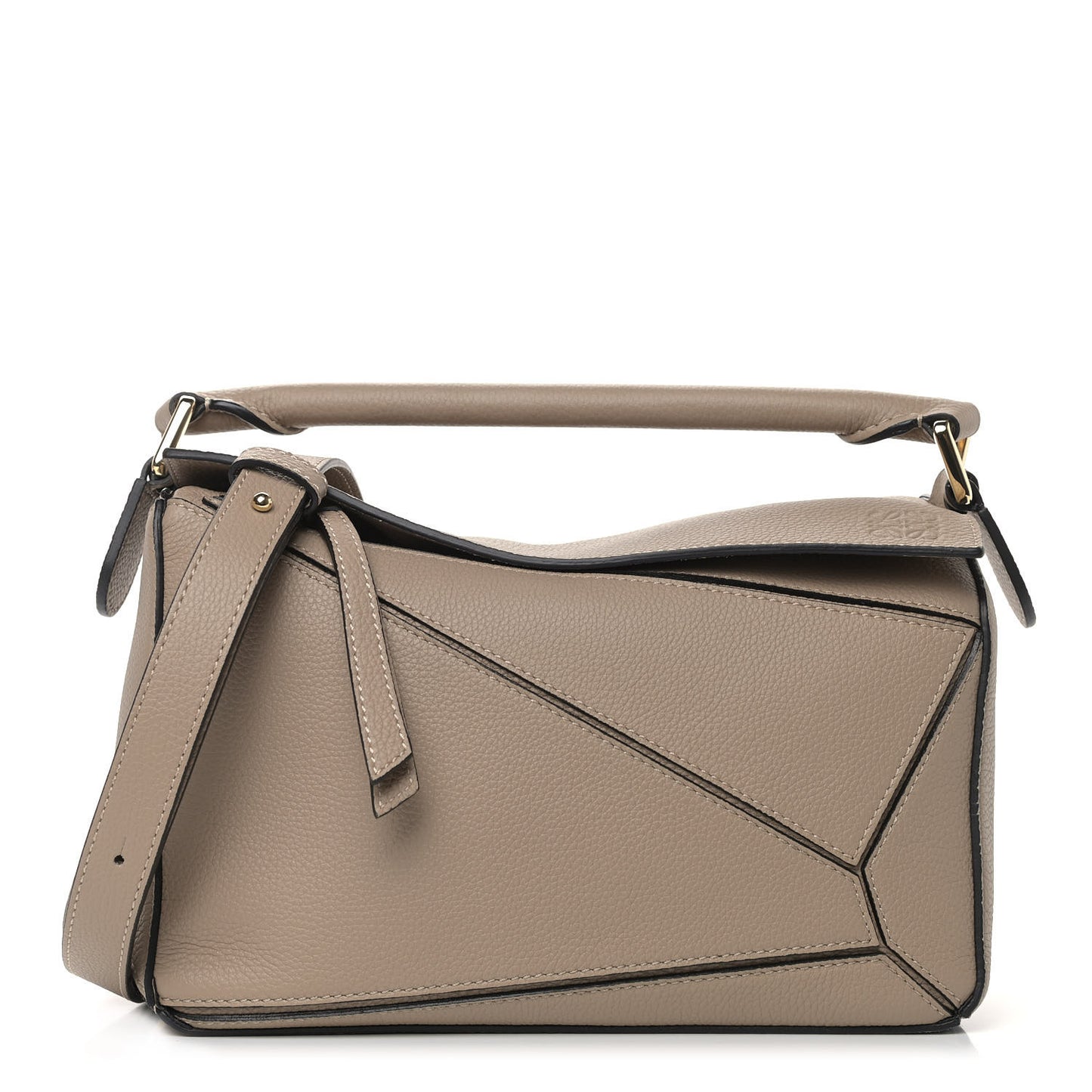 Grained Calfskin Small Puzzle Bag Sand