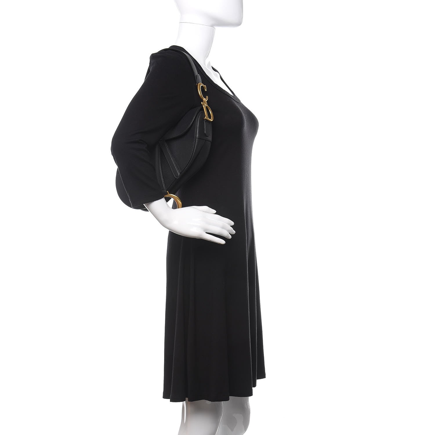 Christian Dior Grained Calfskin Saddle Bag Black 2 of 11