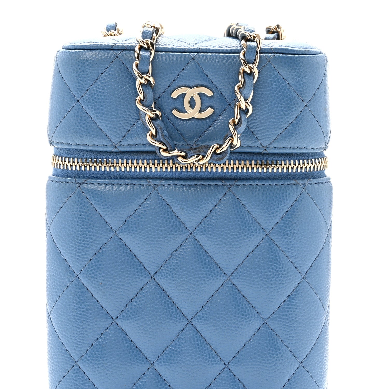 Chanel Caviar Quilted Phone Holder With Chain Blue 1863293