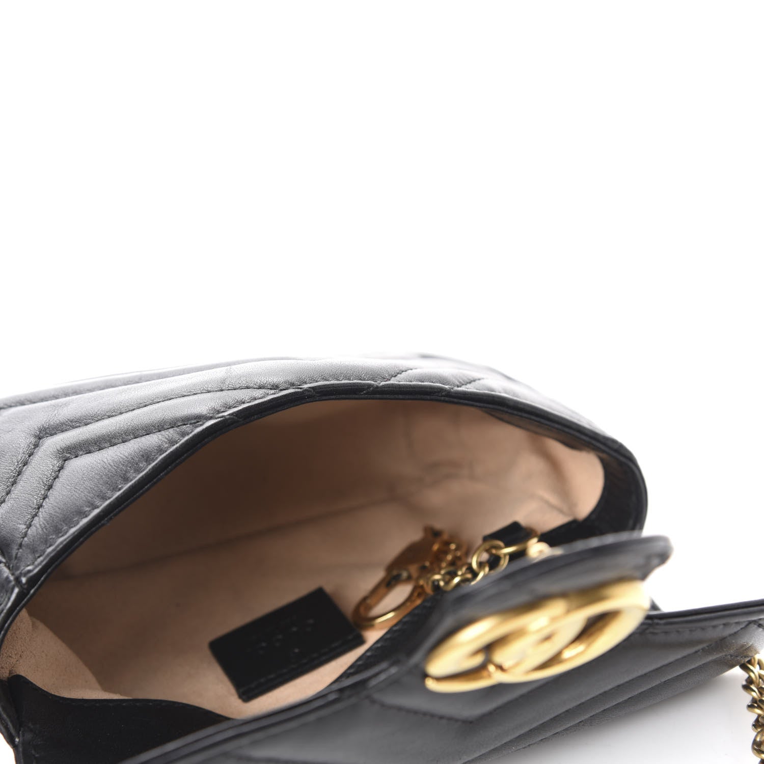 Gucci Calfskin Matelasse Super Mini GG Marmont Shoulder Bag Black 5 of 11