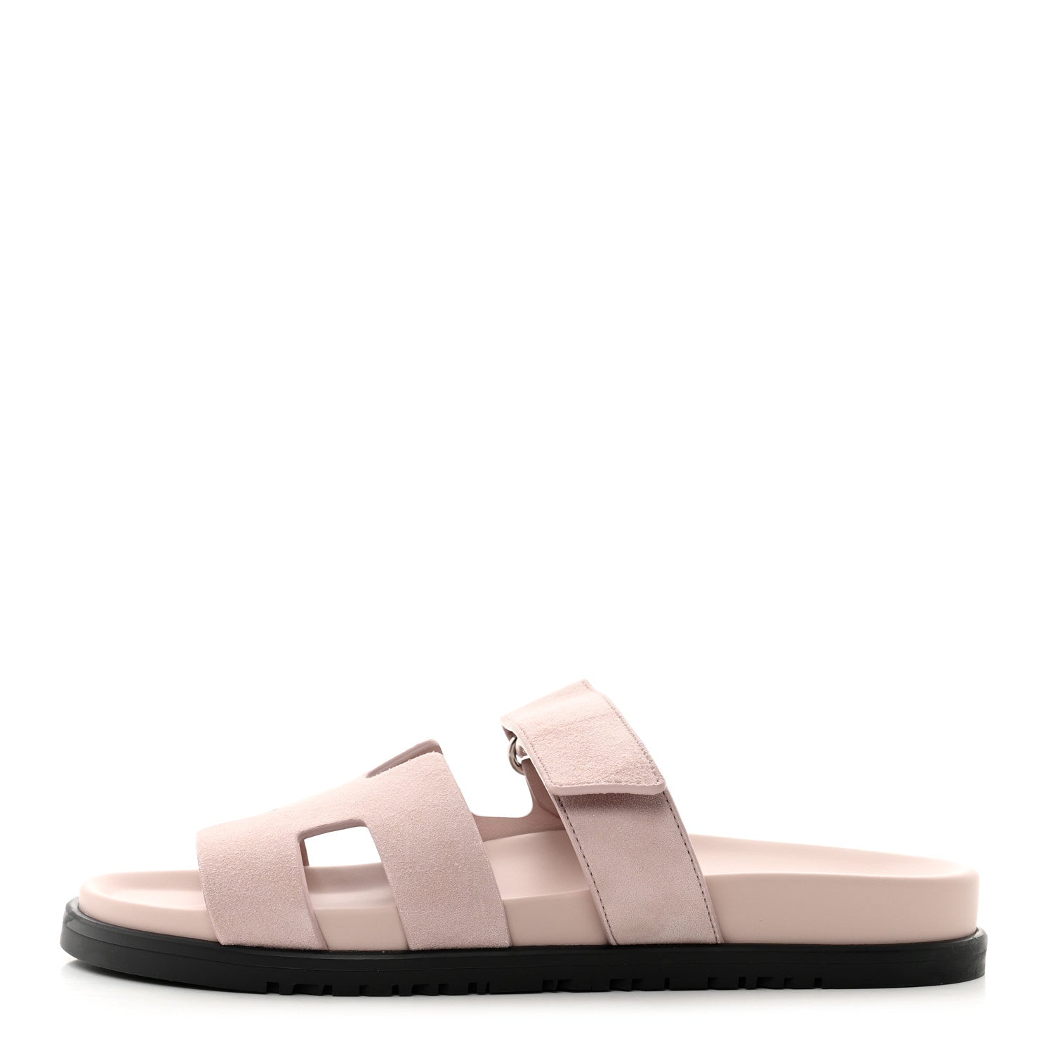 Hermes Suede Goatskin Womens Chypre Sandals 38 Rose Porcelaine 1 of 9