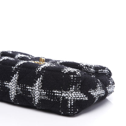 Chanel Tweed Quilted Medium 19 Flap Black White 6 of 10