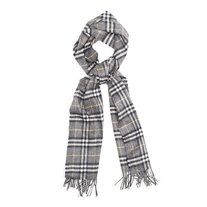 Burberry Cashmere Vintage Check Fringe Scarf Grey 1 of 5