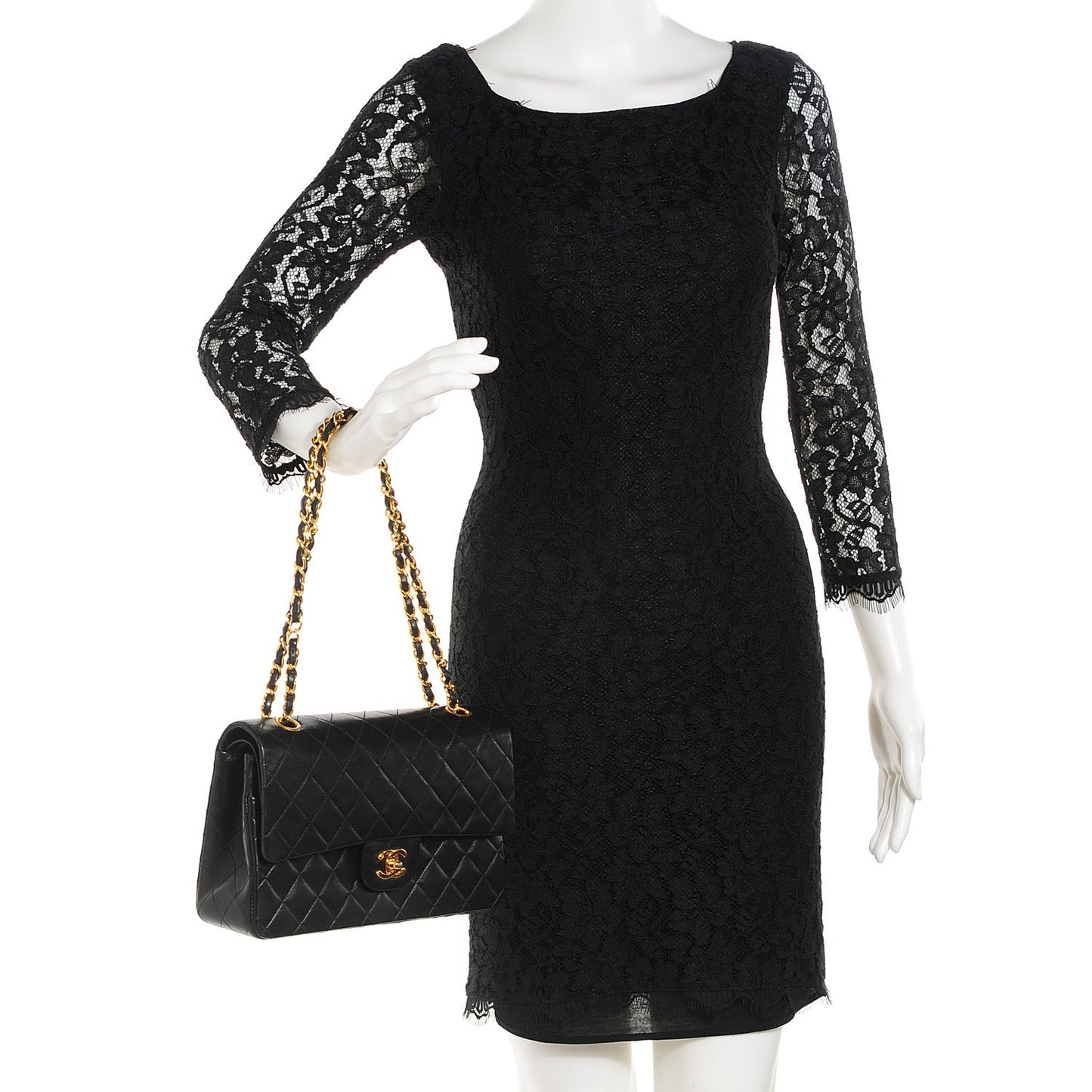 Lambskin Quilted Medium Double Flap Black