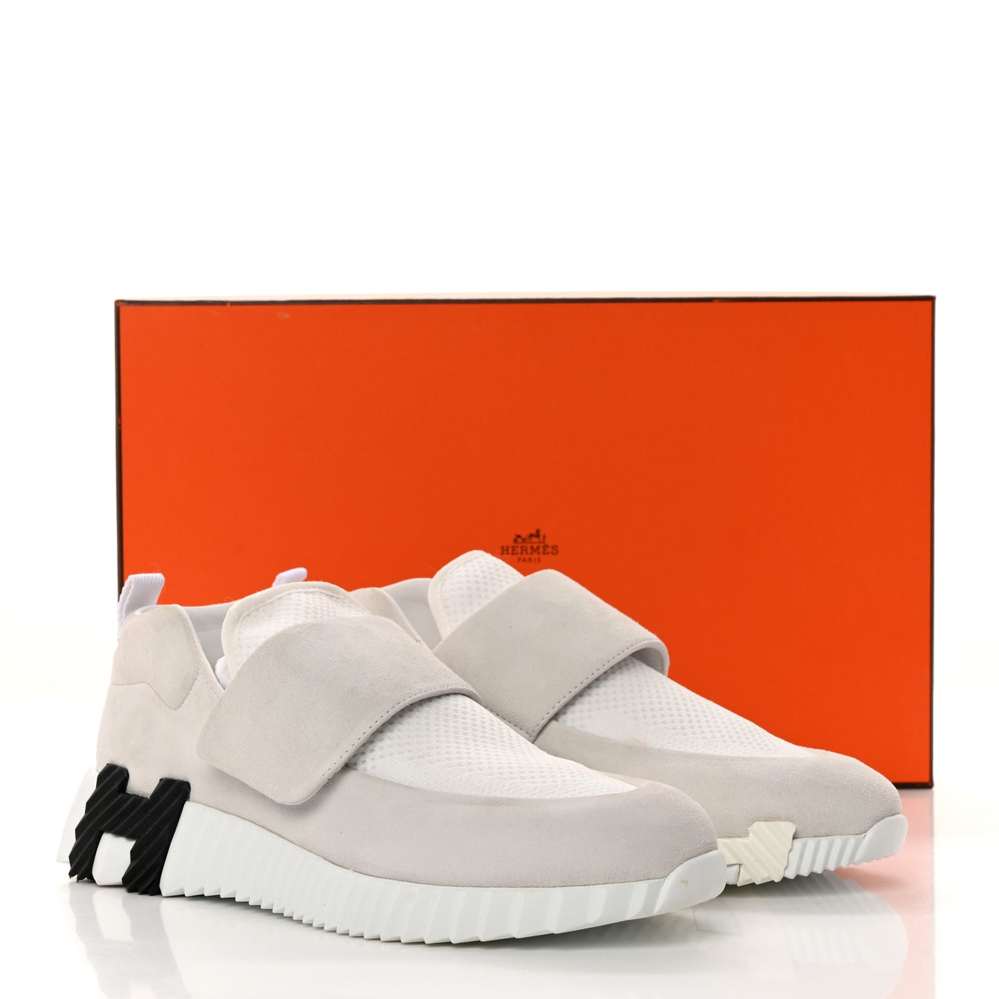 Suede Goatskin Knit H Sneakers 38 White
