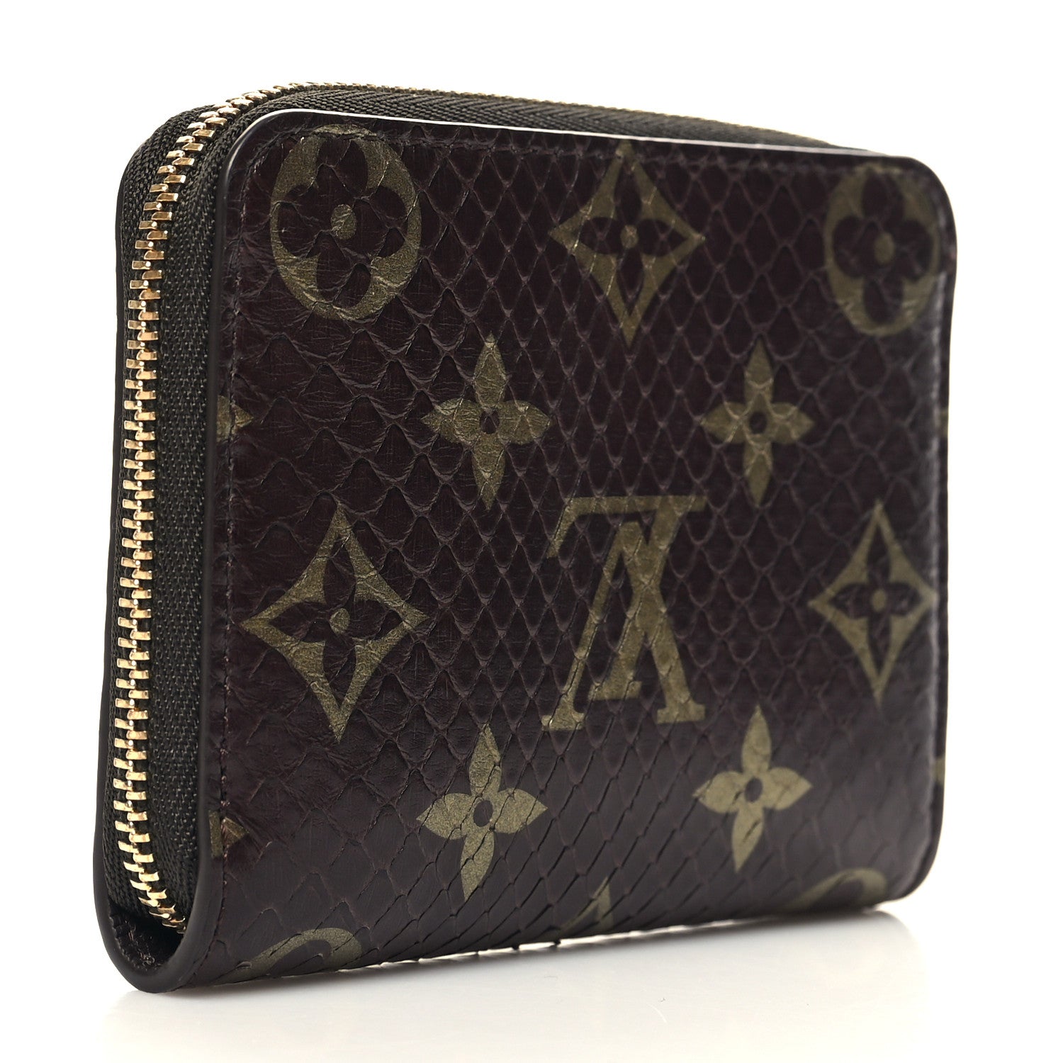 Louis Vuitton Snakeskin Monogram Zippy Padlock Coin Purse Brown 3 of 7