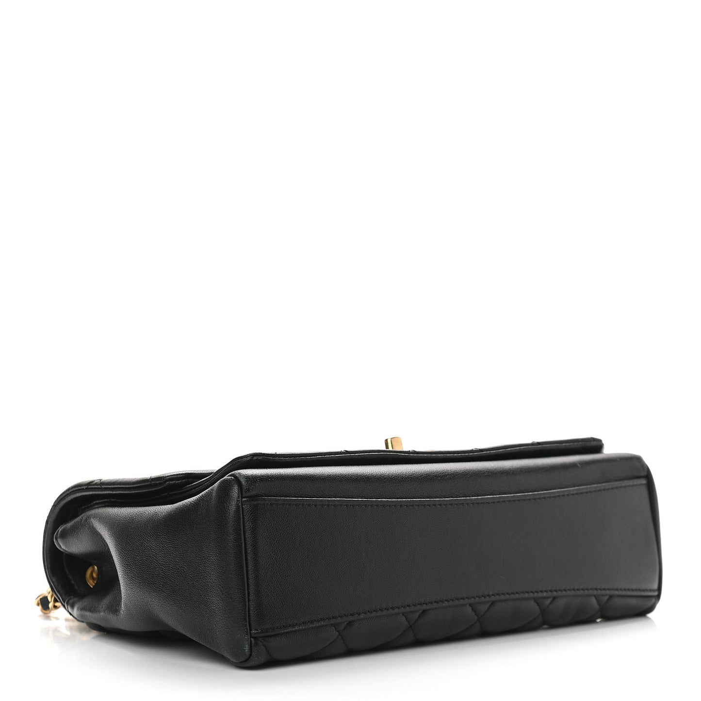 Lambskin Quilted Medium Chain Link Flap Bag Black