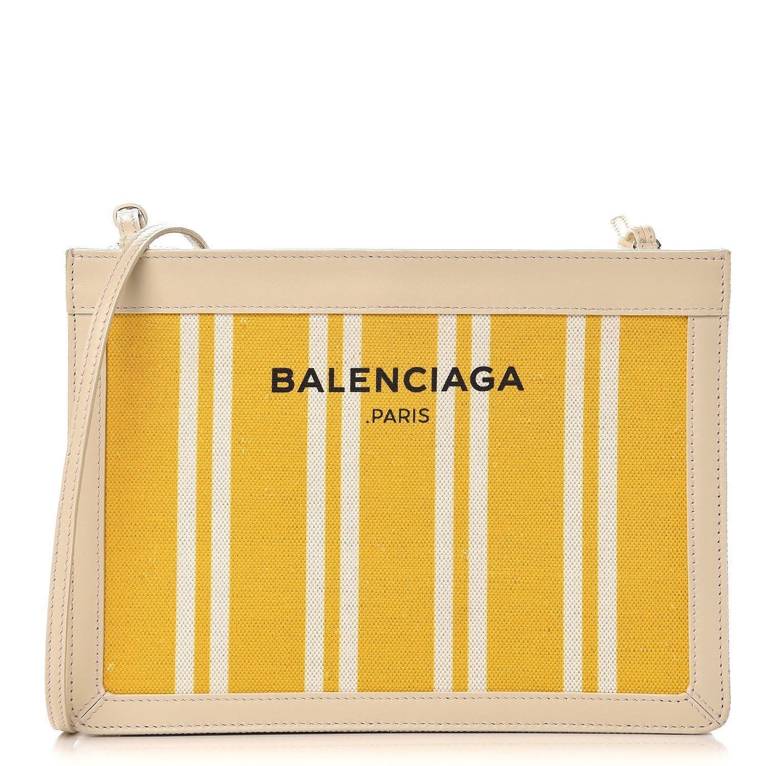 Balenciaga Cotton Canvas Striped Pochette Crossbody Bag Yellow 1 of 10
