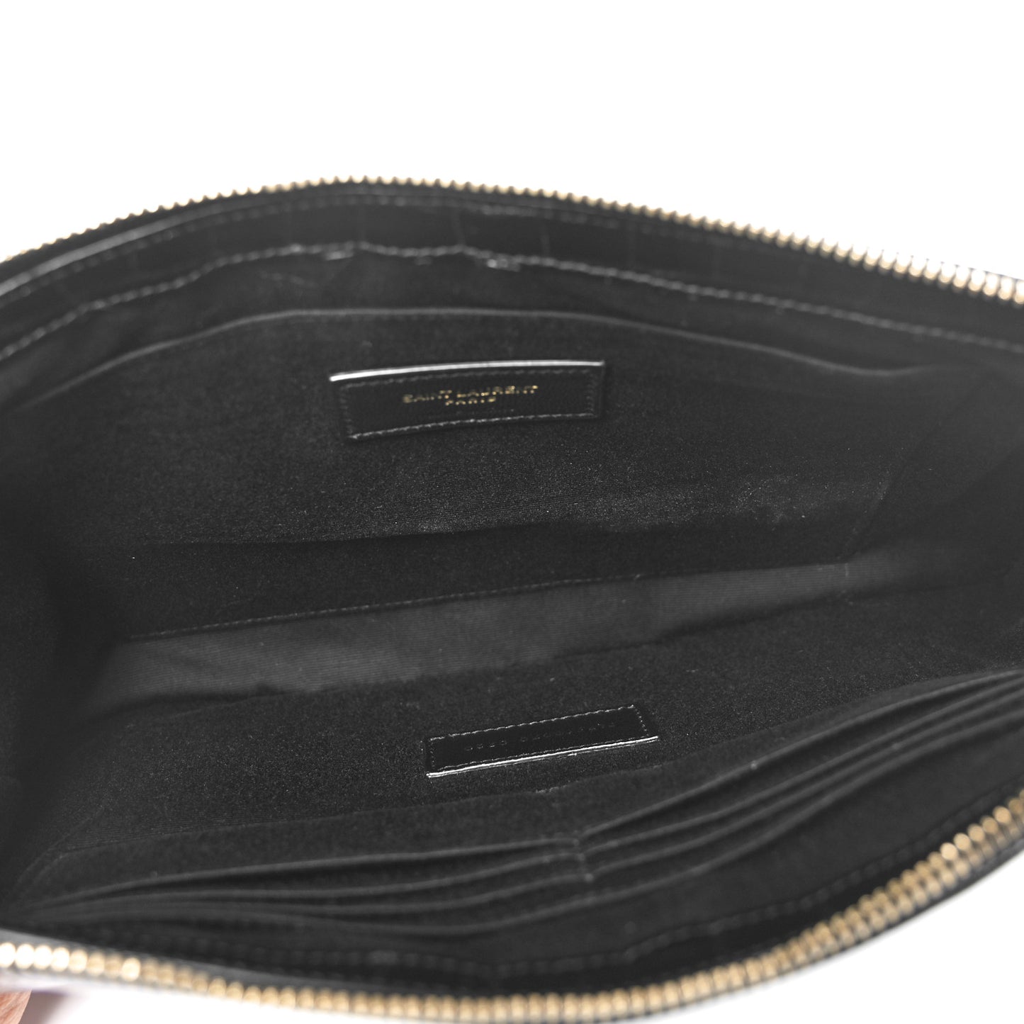 Calfskin Crocodile Embossed Tablet Pouch Black