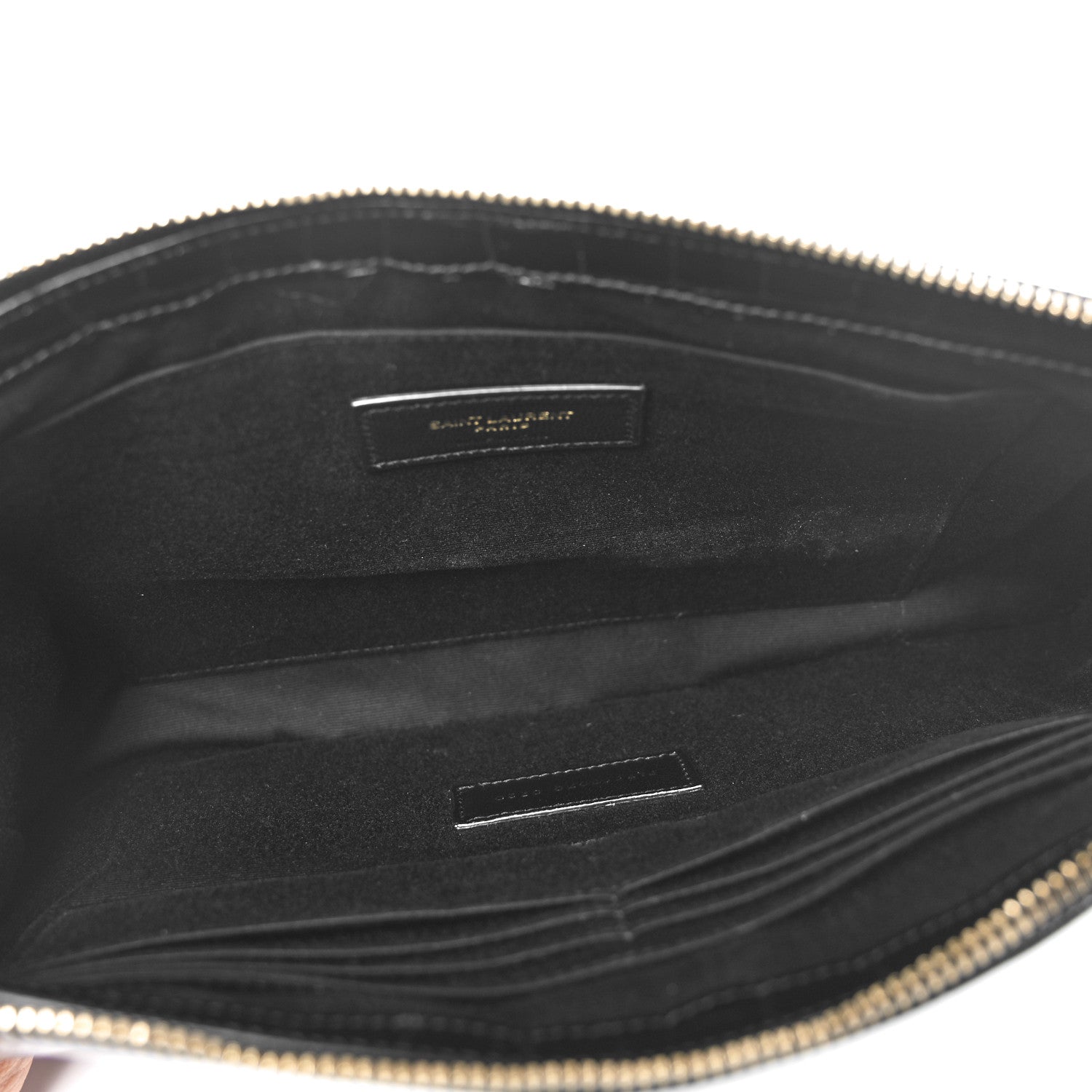 Saint Laurent Calfskin Crocodile Embossed Tablet Pouch Black 5 of 8