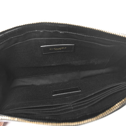 Saint Laurent Calfskin Crocodile Embossed Tablet Pouch Black 5 of 8